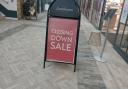 Closing down sale sign appears outside Sanderson's in Five Valleys Shopping Centre