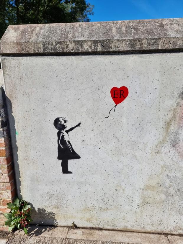 Stroud News and Journal: The Banksy-style tribute to Queen Elizabeth II that has been spotted in Royal Wootton Bassett