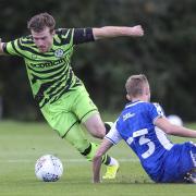 Nicky Cadden on the ball during the friendly between Forest Green Rovers and Bristol Rovers at Stanley Park, Chippenham, on Saturday