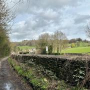 Police patrolled a path near Stroud on Wednesday