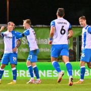 Action from Forest Green Rovers' 2-0 defeat to Barrow on Tuesday night