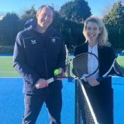 Stroud MP Siobhan Baillie with James Deem from the Lawn Tennis Association