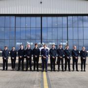 The first Speedbird trainees pictured at Skyborne with Guy Bowen, Project Pilot, Pilot Recruitment at British Airways.