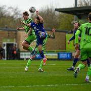 Action as Forest Green lose 2-0 at home against MK Dons. Pro Sports Images