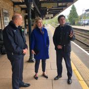 Rail minister Huw Merriman visited the Stroud railway station with MP Siobhan Baillie plus Joe Graham of Great Western Railway to discuss accessibility