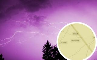 Yellow weather warning for Stroud tonight for thunderstorm