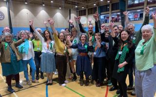 Green Party members celebrating