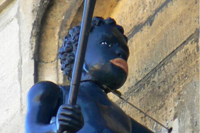 A statue named 'Blackboy Clock' in Castle Street, Stroud, photographed by Brian Robert Marshall