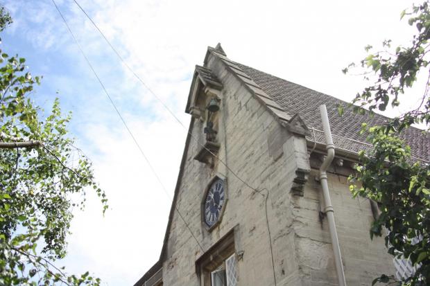 Stroud News and Journal: Blackboy House, Castle Street, where Blackboy Clock is positioned beneath the bell