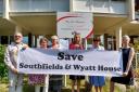 Families of residents at Wyatt House, in Mathews Way, Paganhill, to show their opposition to the planned closure.