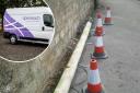 A fallen Openreach telegraph pole in Stroud which has left some residents without internet