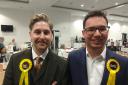 Alex Warren, left, and Chris Twells at the 2022 election count in Salford