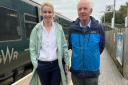 Stroud MP Siobhan Baillie plus David Smith from the Cam and Dursley Transportation Group at the railway station