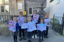 Pupils from Kingswood Primary with their road safety posters
