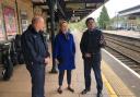 Rail minister Huw Merriman visited the Stroud railway station with MP Siobhan Baillie plus Joe Graham of Great Western Railway to discuss accessibility