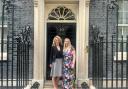 MP Siobhan Baillie with Stonehouse childminder Tina Pipe outside Downing Street  before the  Community Childcare Champions reception