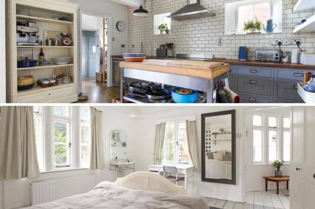 Stroud News and Journal: Kitchen (top) and one of the bedrooms (bottom). (Rightmove/Canva)