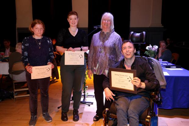 Stroud News and Journal: Ed Scipio won the Young Person's Award - pictured with Mayor Stella Parkes as well as two runner-ups