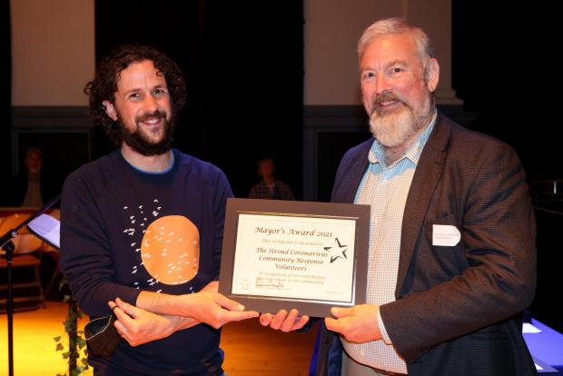 Stroud News and Journal: James Beecher was awarded the Community award. Pictured here with former mayor Kevin Cranston