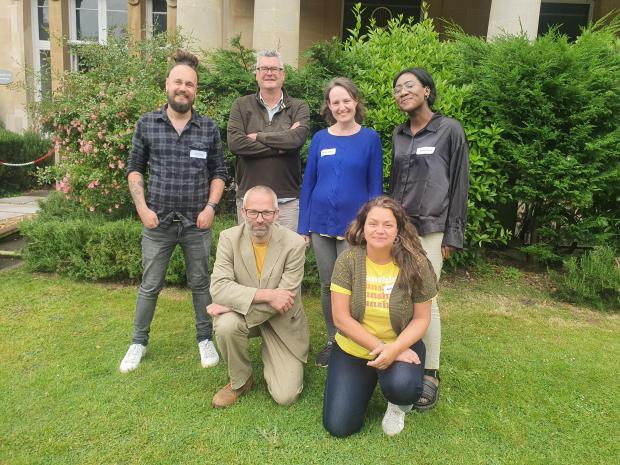 Stroud News and Journal: The Big Solar Co-op core team (back left to right) Chris Rigby, Kevin Oubridge, Maria Ardley, Nancy Touré, (front) Jon Hallé, Noël Lambert