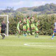 Bristol Rovers Clarke Harris takes a free kick and scores 4-3 during the Pre-Season Friendly match between Forest Green Rovers and Bristol Rovers at Stanley Park, Chippenham, United Kingdom on 22 August 2020.
