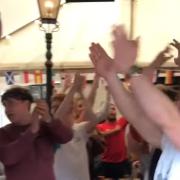 Football fans at the Queen Vic