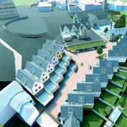 3D image of the church, new vicarage and new houses