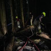 Stroud firefighters at Woodchester park yesterday evening (Monday, August 8)