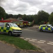 Emergency services at Bowbridge Lock on Sunday