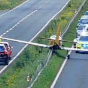 Light aircraft makes emergency landing on busy dual carriageway - Steve Chatterley SWNS