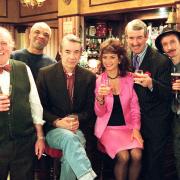The cast of Only Fools and Horses with Sue Holderness who played Marlene (middle)