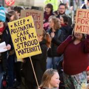 A protest in Stroud about maternity services in Stroud
