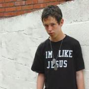 Russell Beale, 16, who had his T-shirt printed with the message 'I'm like Jesus but better' says: 